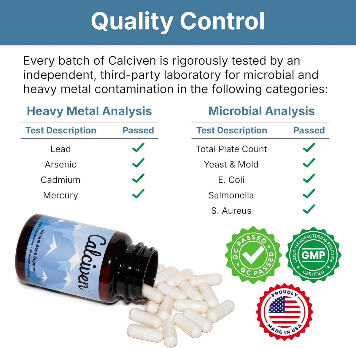 Calciven Natural Bone Support Supplement, Vegetarian, Gluten-Free 30 Count (Pack of 1)