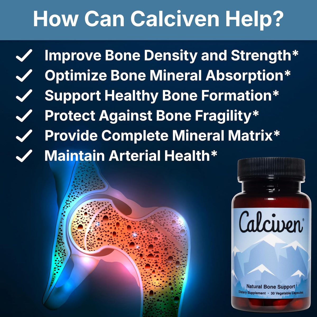 Calciven Natural Bone Support Supplement, Vegetarian, Gluten-Free 30 Count (Pack of 1)