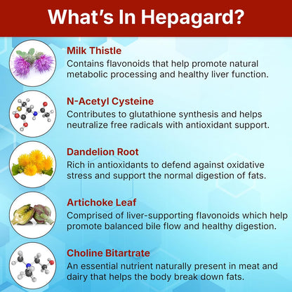 Hepagard Natural Liver Support Supplement with NAC, Vegan, Gluten-Free 30 Count (Pack of 1)