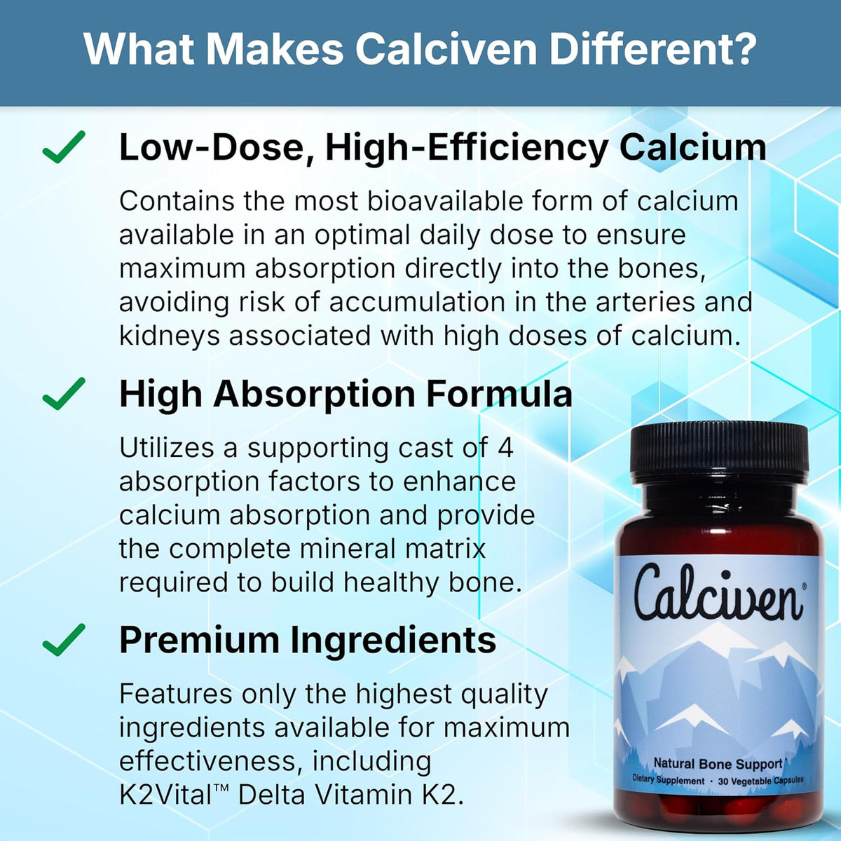 Calciven Natural Bone Support Supplement, Vegetarian, Gluten-Free 30 Count (Pack of 1)