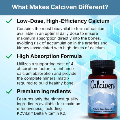 Calciven Natural Bone Support Supplement, Vegetarian, Gluten-Free 30 Count (Pack of 1)